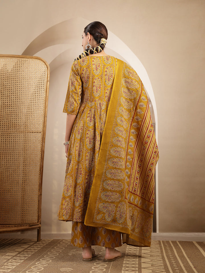 Printed Anarkali Kurta With Palazzo &amp; Dupatta