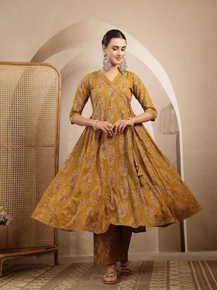 Printed Anarkali Kurta With Palazzo &amp; Dupatta