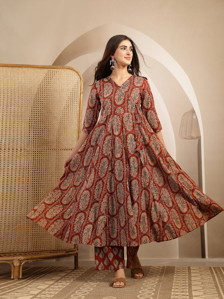 Printed Anarkali Kurta With Palazzo &amp; Dupatta