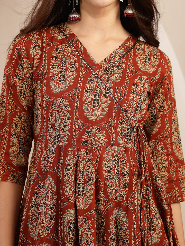 Printed Anarkali Kurta With Palazzo &amp; Dupatta