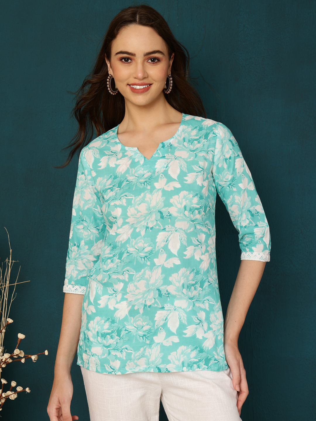 Nishabd blue cotton printed top – wholesale manufacturer & exporter from India