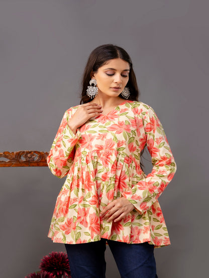 Printed Full-Length Sleeves Regular Pure Cotton Top
