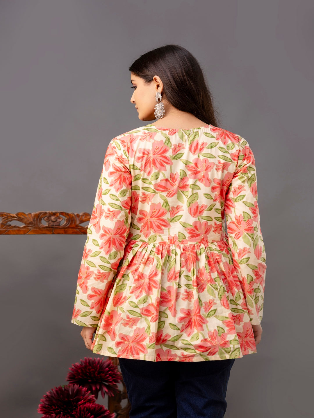 Printed Full-Length Sleeves Regular Pure Cotton Top