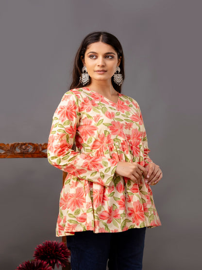 Printed Full-Length Sleeves Regular Pure Cotton Top