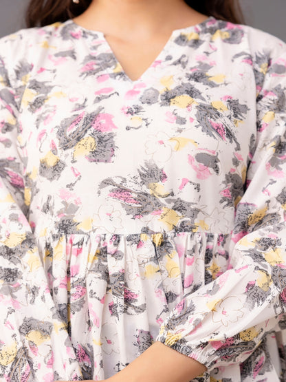 Printed 3/4 Sleeves Regular Pure Cotton Top