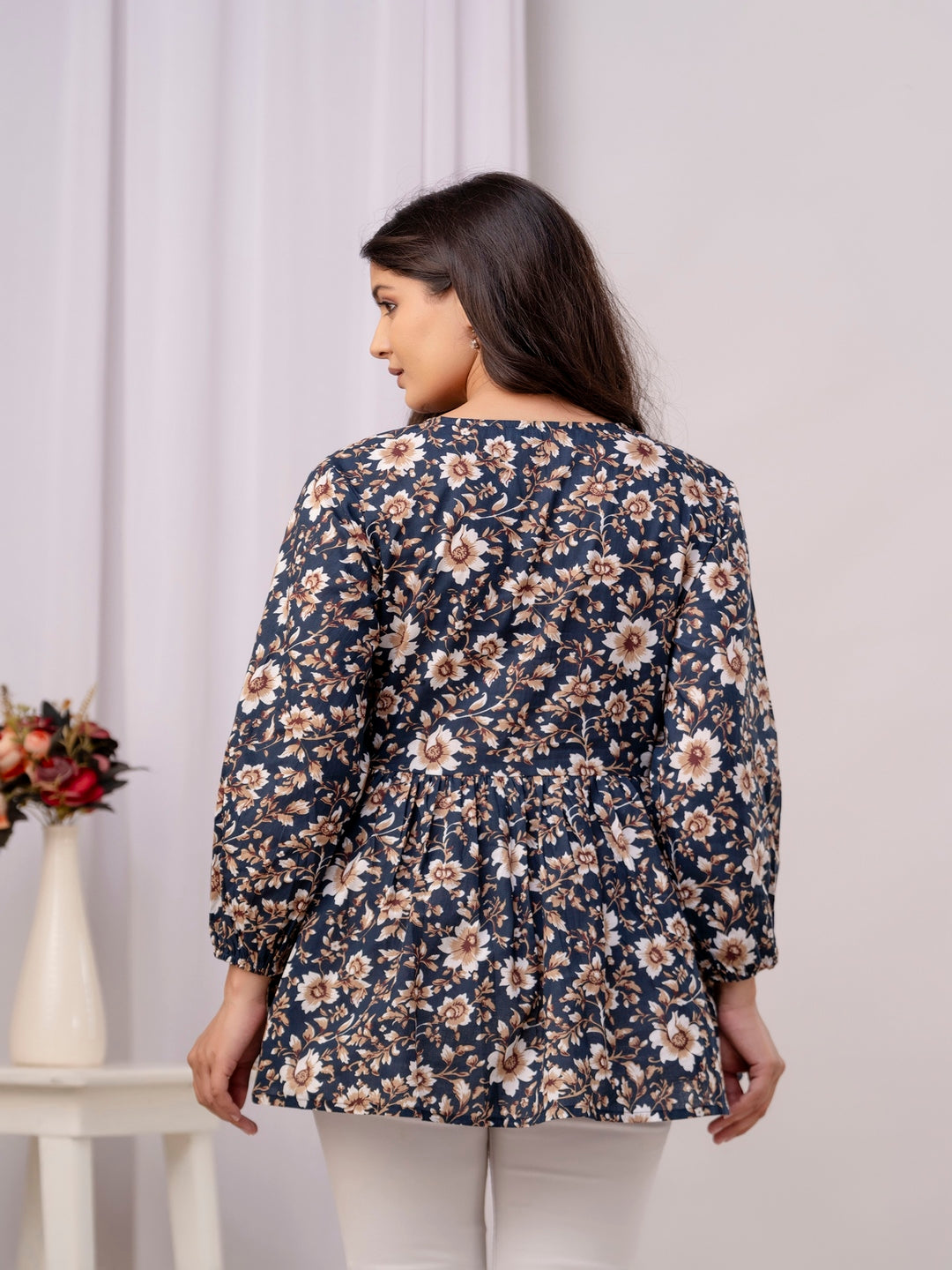 Printed 3/4 Sleeves Regular Pure Cotton Top