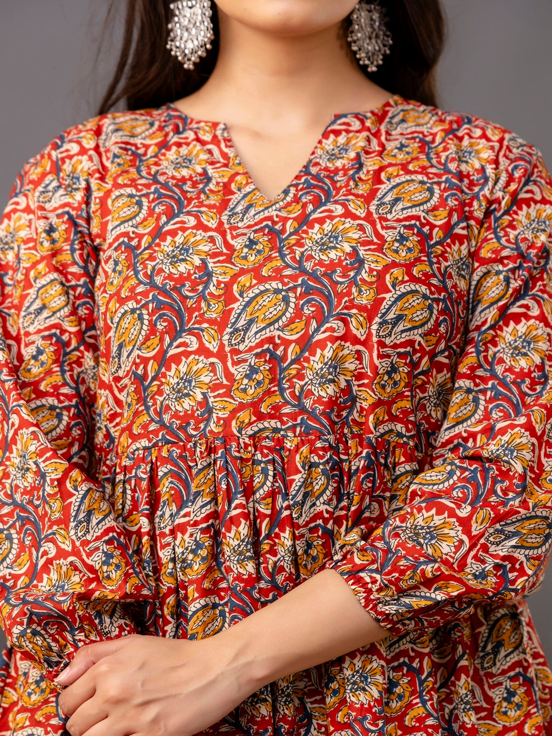 Printed 3/4 Sleeves Regular Pure Cotton Top