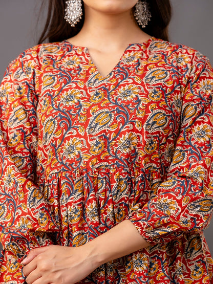 Printed 3/4 Sleeves Regular Pure Cotton Top