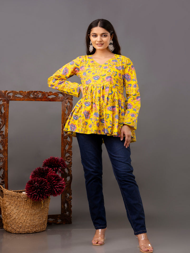 Printed Full-Length Sleeves Regular Pure Cotton Top