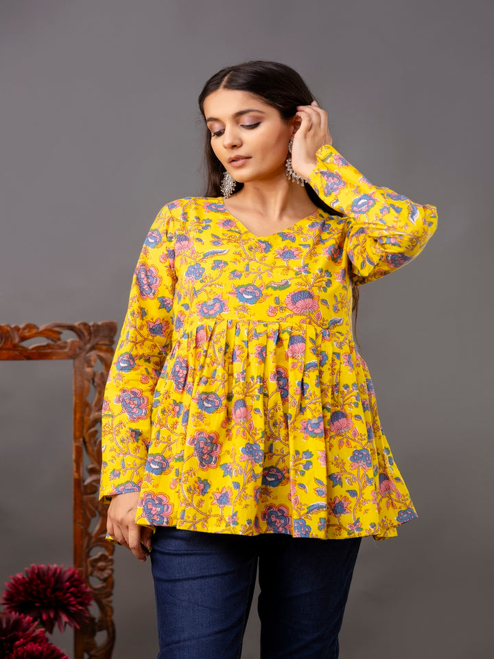 Printed Full-Length Sleeves Regular Pure Cotton Top