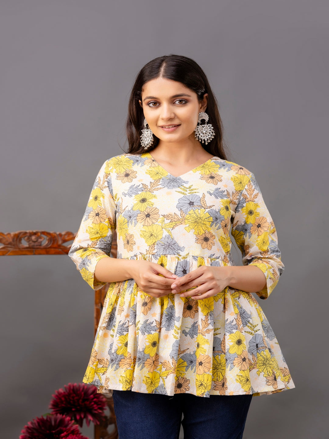Nishabd white cotton printed top – wholesale manufacturer & exporter from India