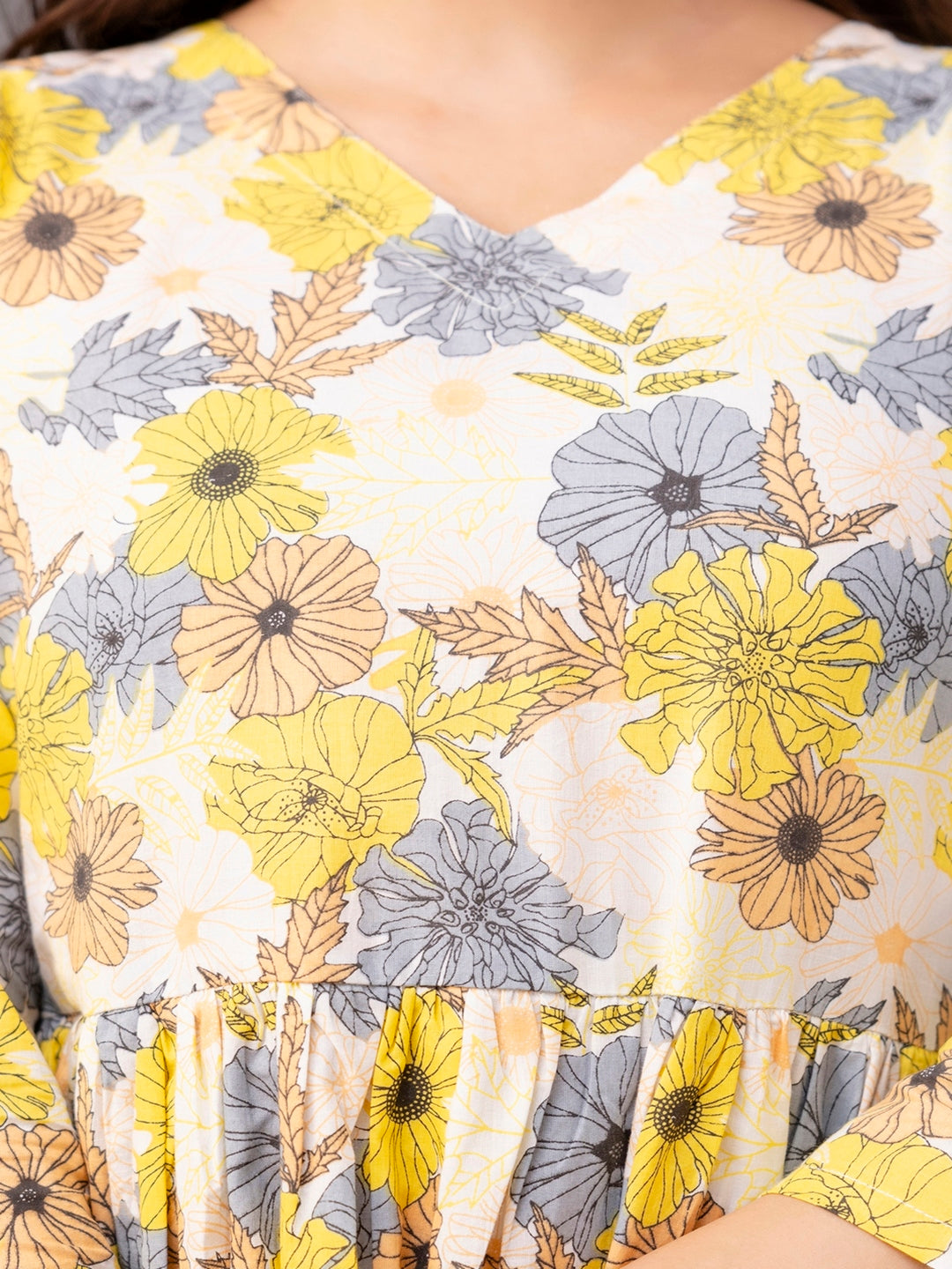 Printed 3/4 Sleeves Regular Pure Cotton Top