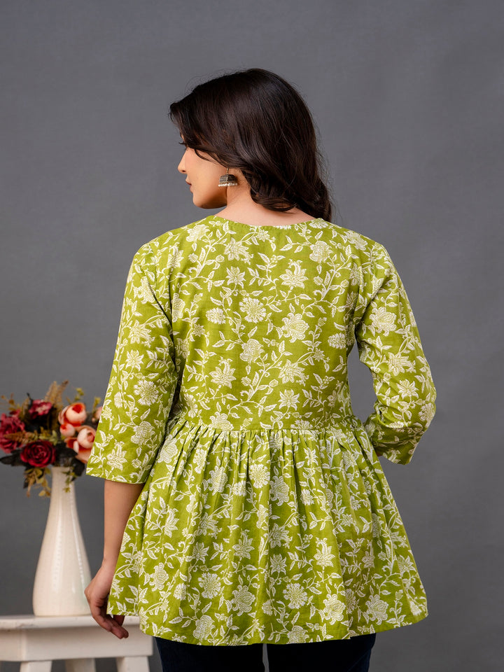 Printed 3/4 Sleeves Regular Pure Cotton Top