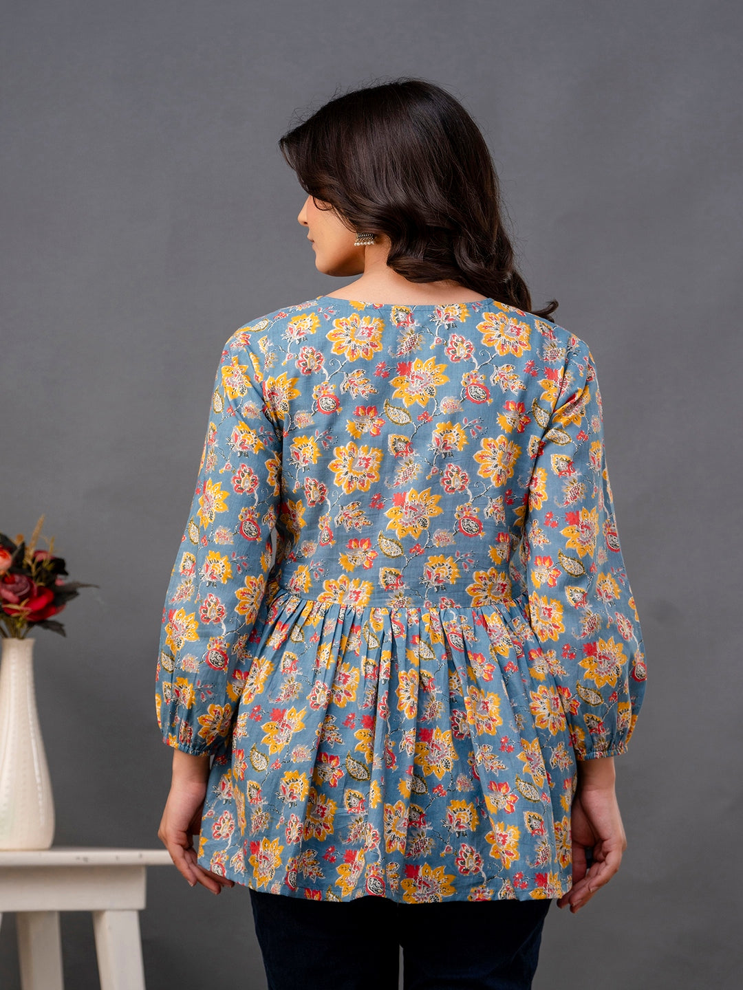 Printed 3/4 Sleeves Regular Pure Cotton Top