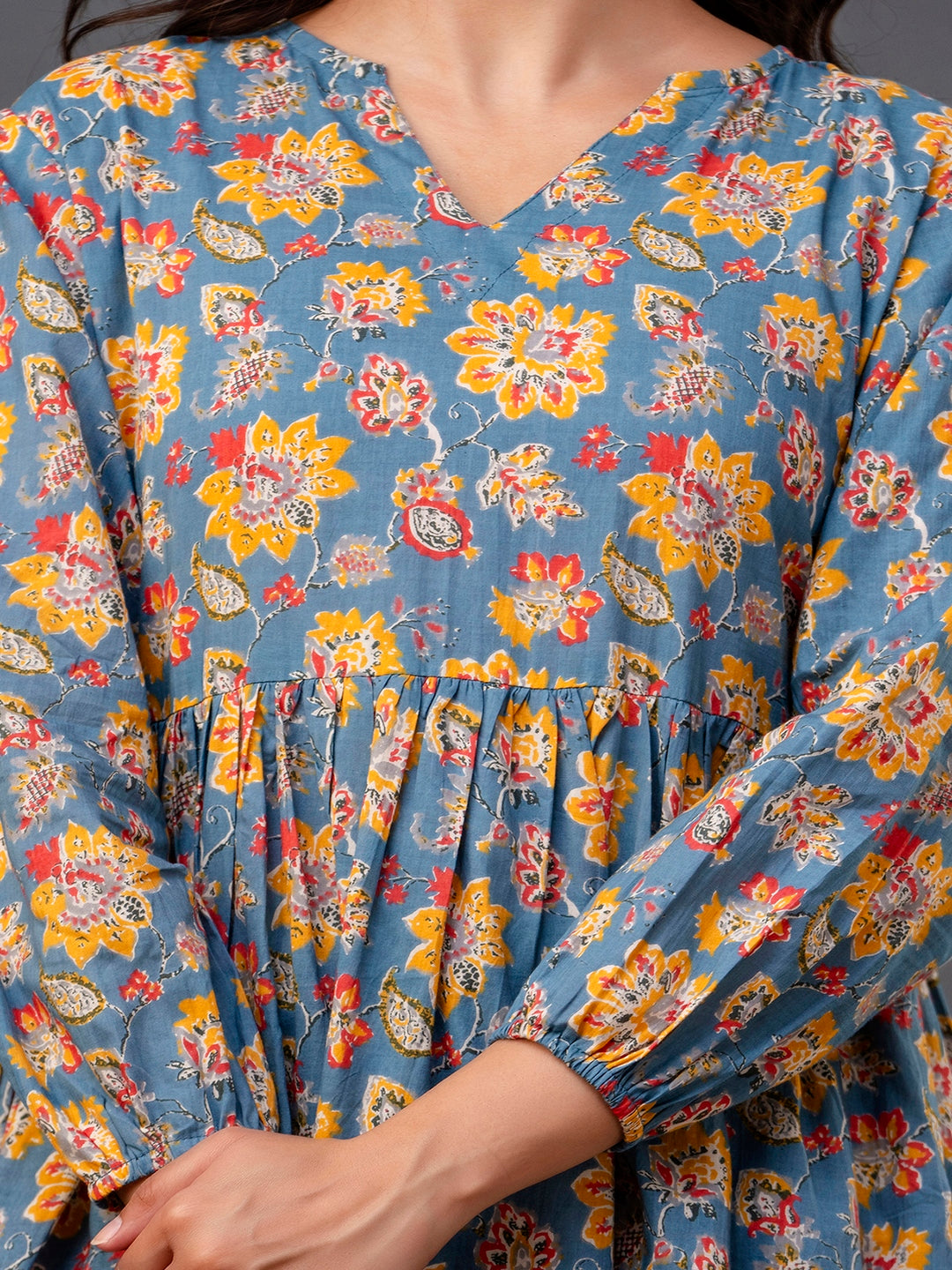 Printed 3/4 Sleeves Regular Pure Cotton Top