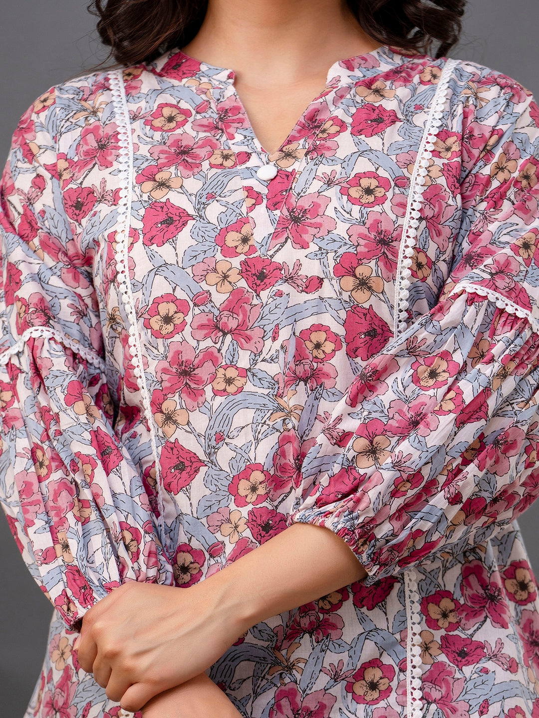 Printed 3/4 Sleeves Regular Pure Cotton Top