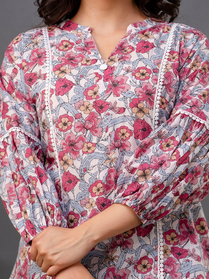 Printed 3/4 Sleeves Regular Pure Cotton Top