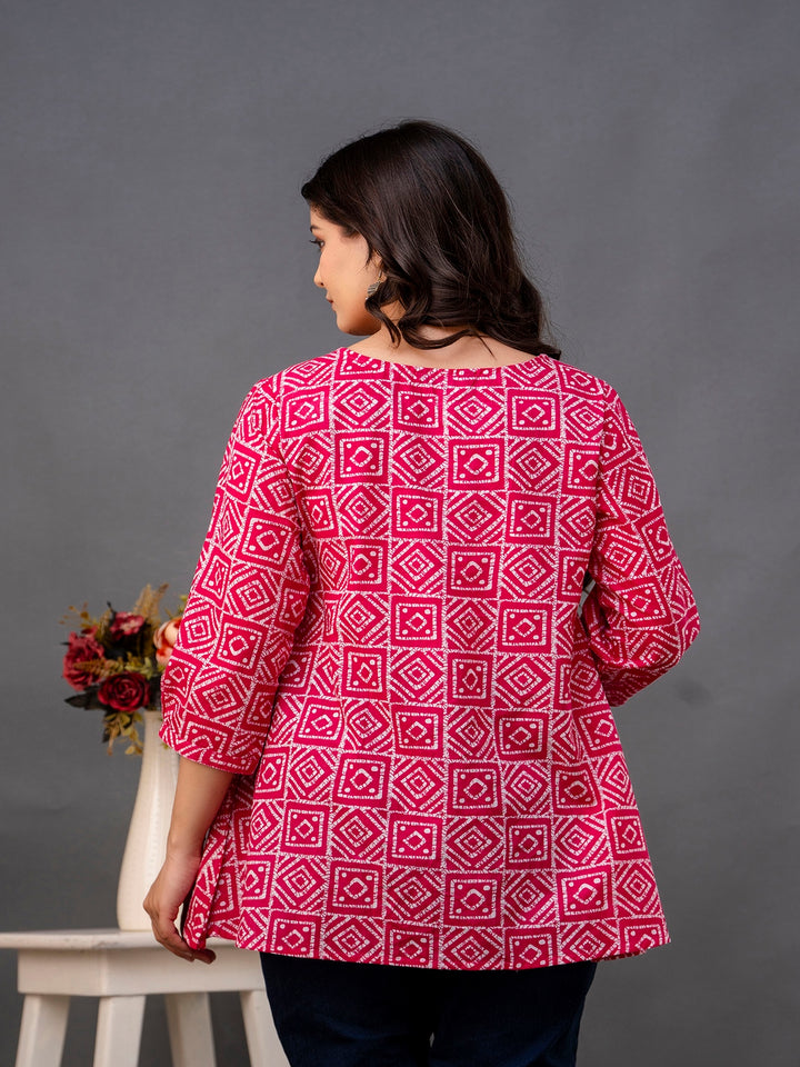 Printed 3/4 Sleeves Regular Pure Cotton Top