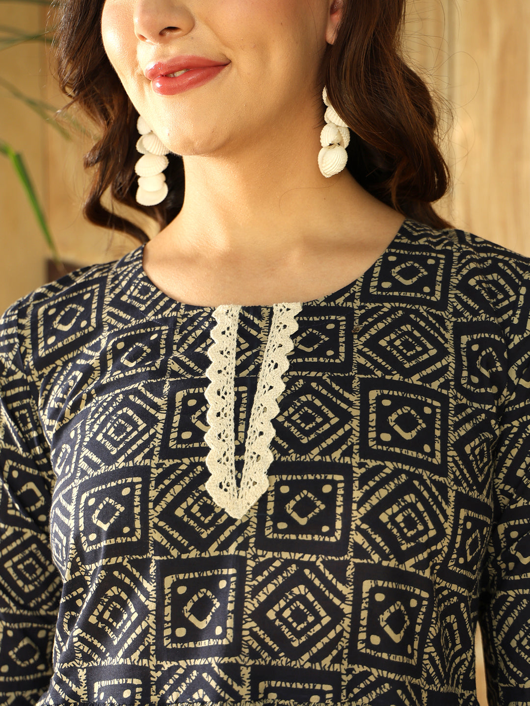 Printed 3/4 Sleeves Regular Pure Cotton Top