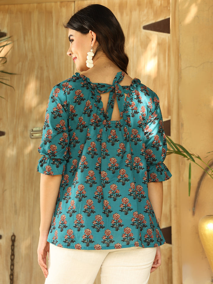 Floral Print Backless Top