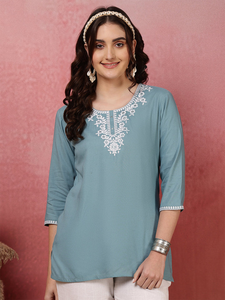 Nishabd rayon embroidered top wholesale manufacturer &amp; exporter from India