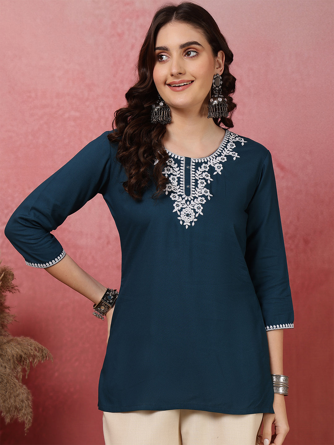 Nishabd rayon embroidered top wholesale manufacturer &amp; exporter from India