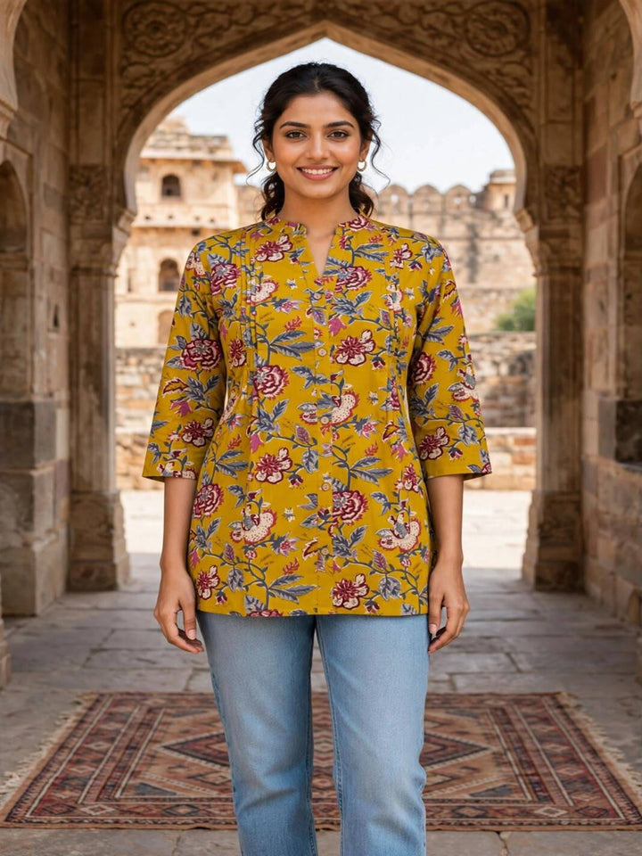 Floral Printed Pure Cotton Regular Top
