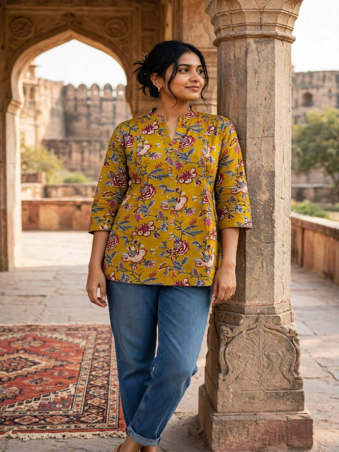 Floral Printed Pure Cotton Regular Top