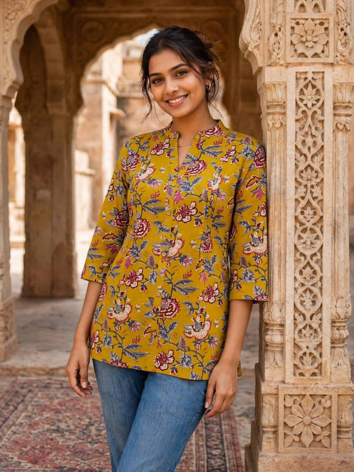 Floral Printed Pure Cotton Regular Top