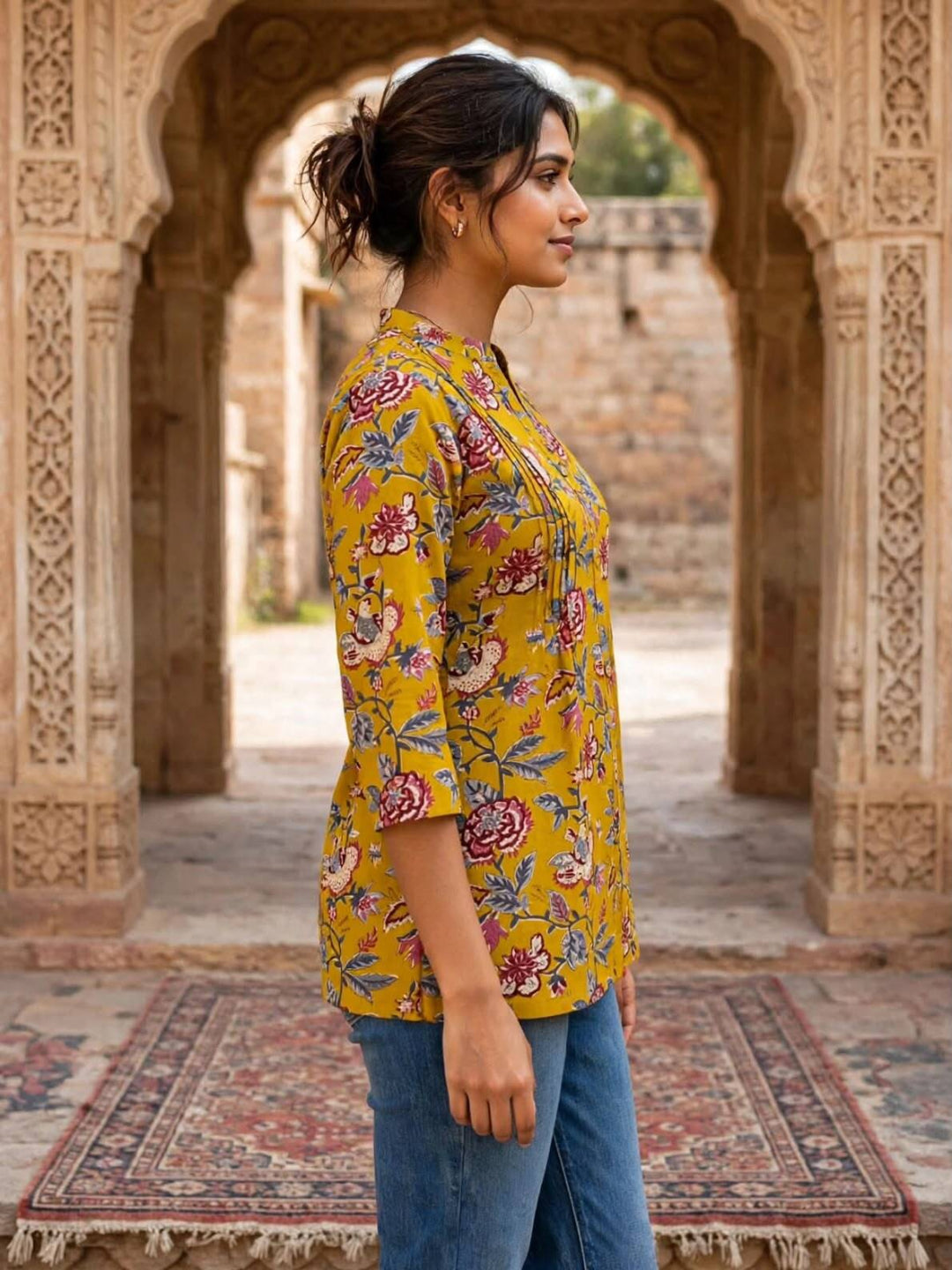 Floral Printed Pure Cotton Regular Top