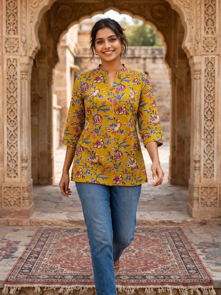 Floral Printed Pure Cotton Regular Top