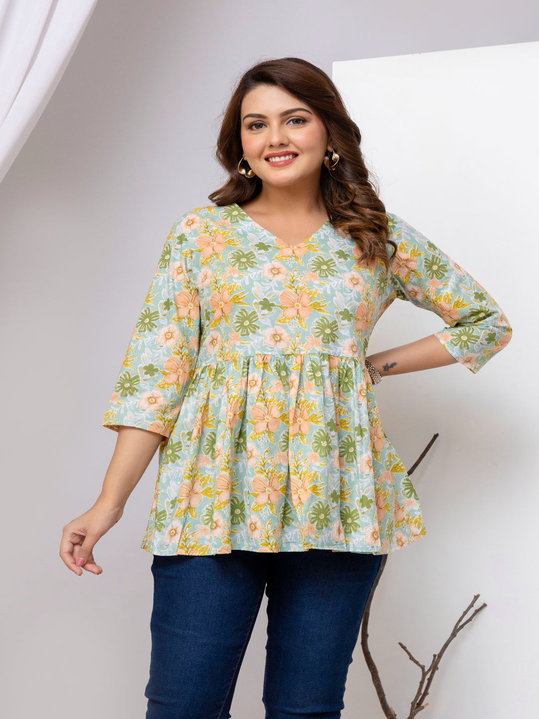 Floral Printed Peplum Top 