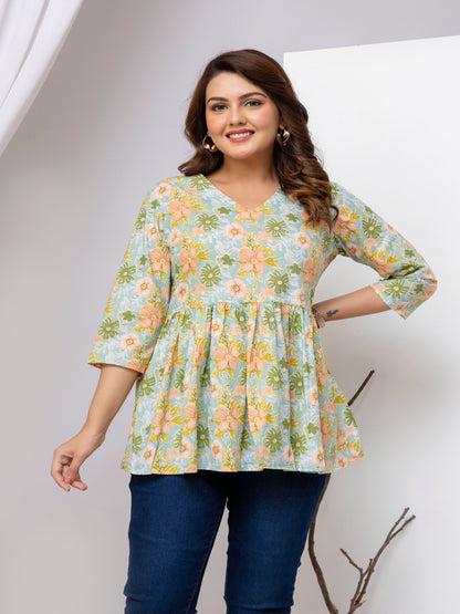 Floral Printed Peplum Top 