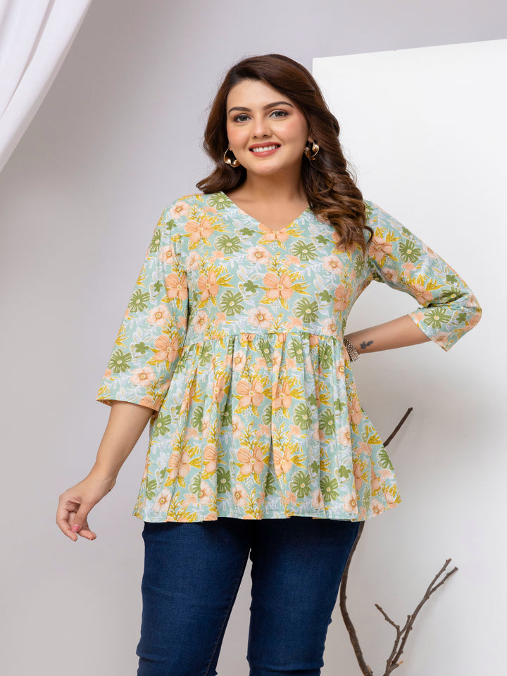 Floral Printed Peplum Top 