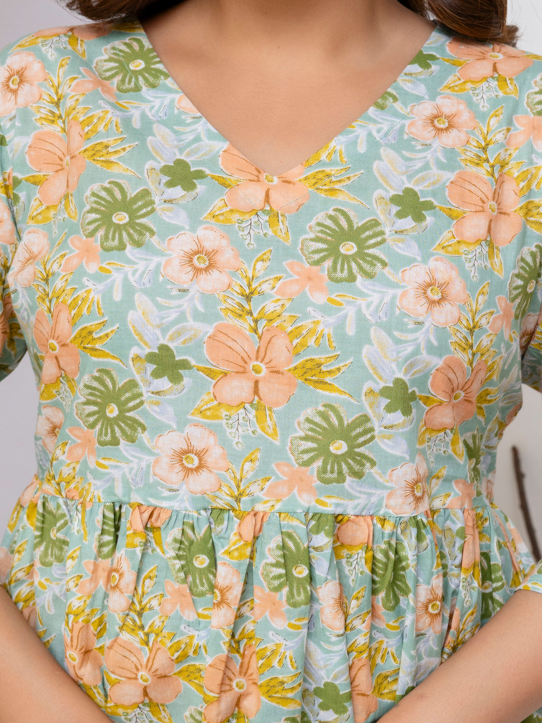 Floral Printed Peplum Top 