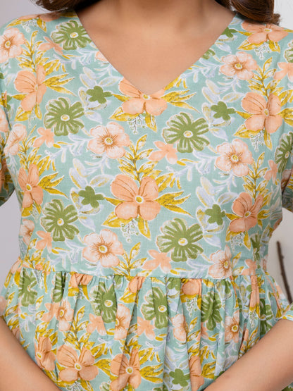 Floral Printed Peplum Top 