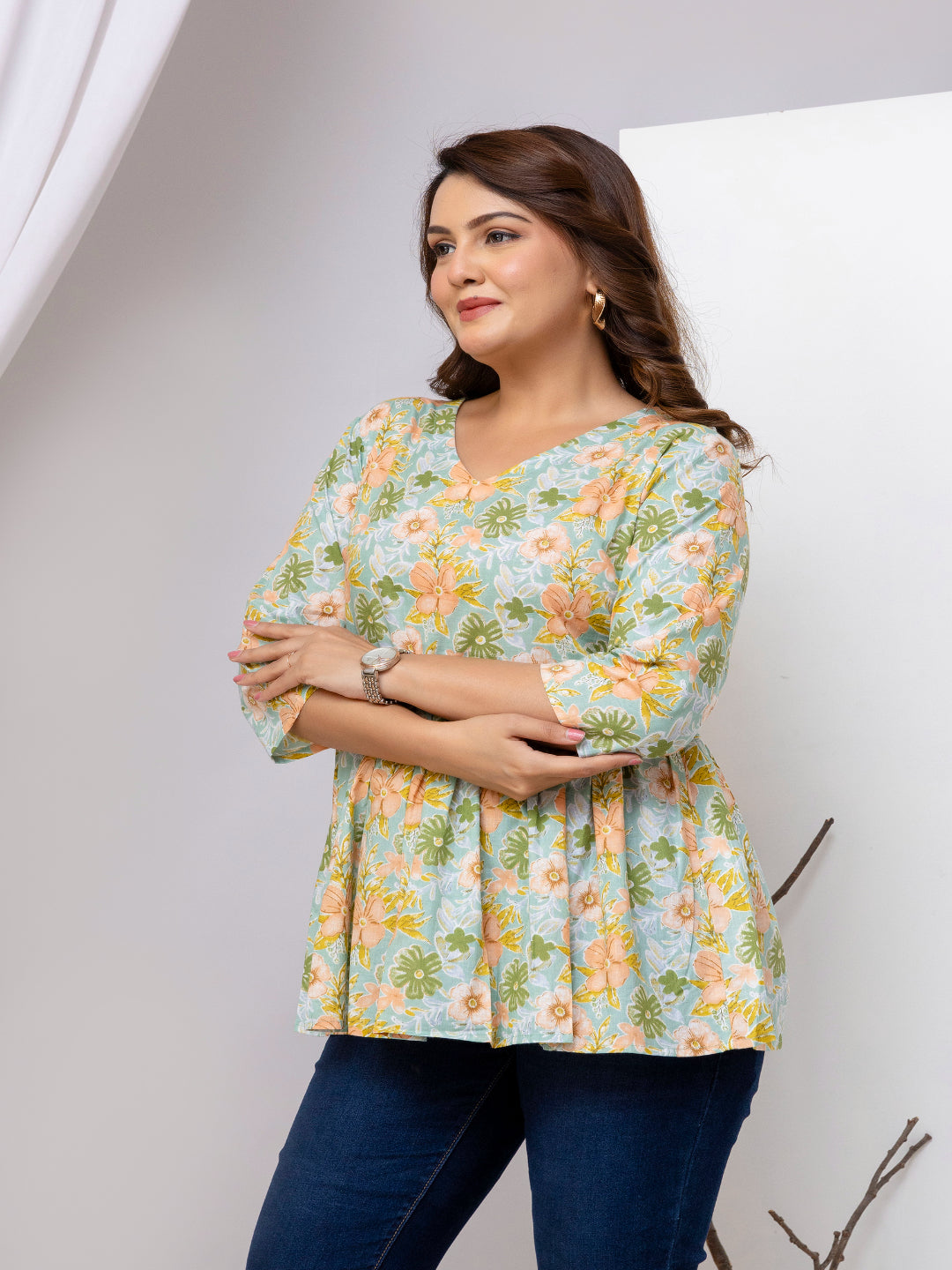 Floral Printed Peplum Top 