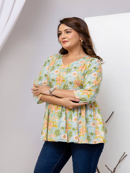 Floral Printed Peplum Top 