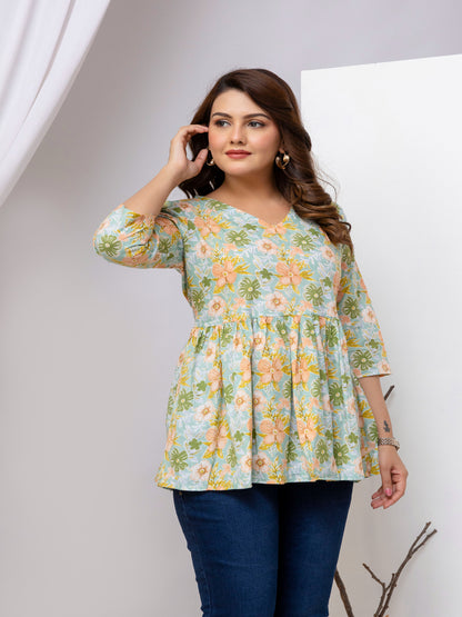 Floral Printed Peplum Top 