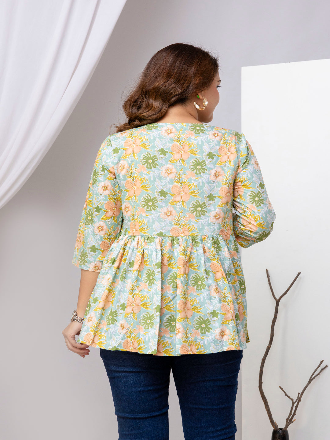 Floral Printed Peplum Top 
