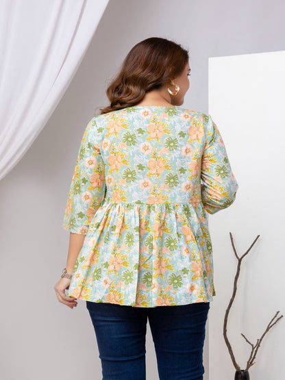 Floral Printed Peplum Top 