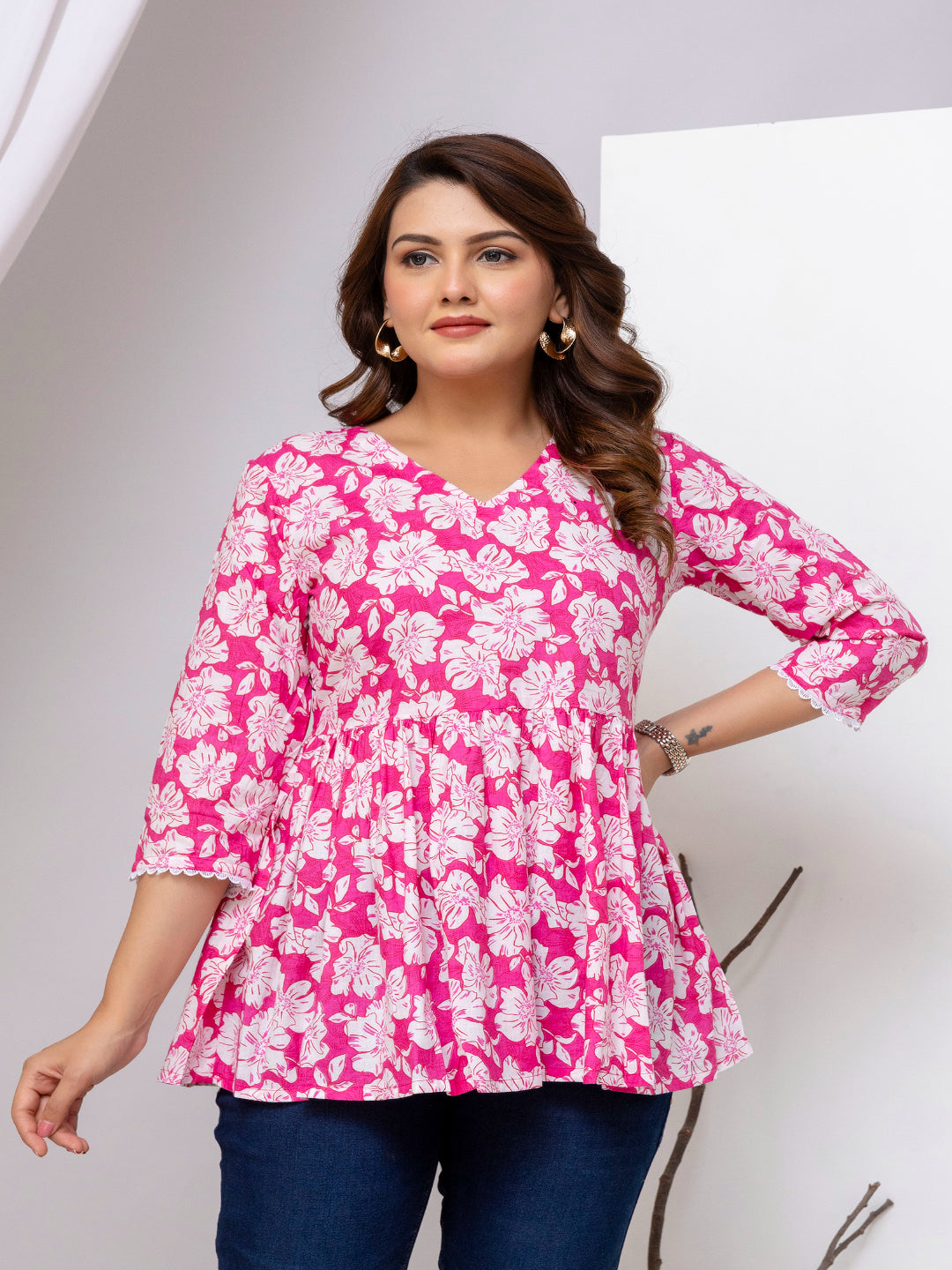 Floral Printed Peplum Top 