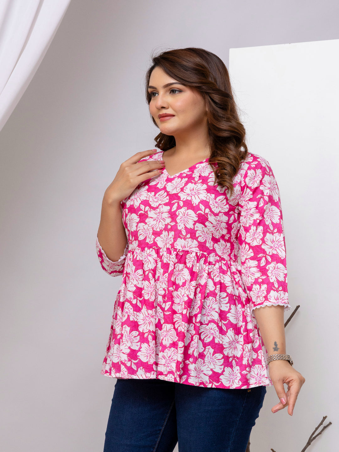Floral Printed Peplum Top 