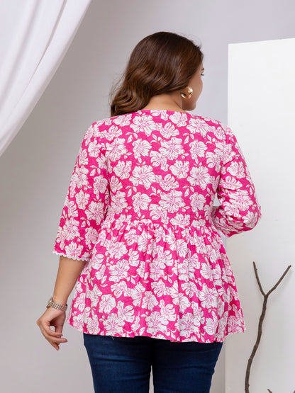 Floral Printed Peplum Top 