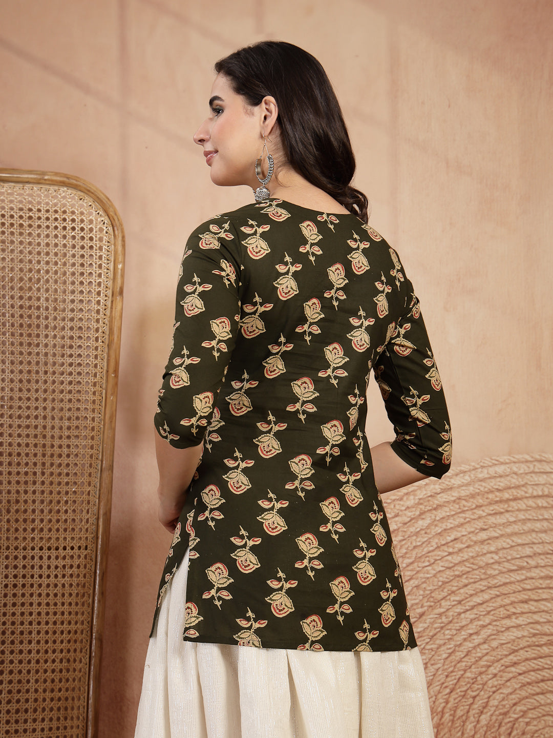 Printed Tie-Up Neck Top