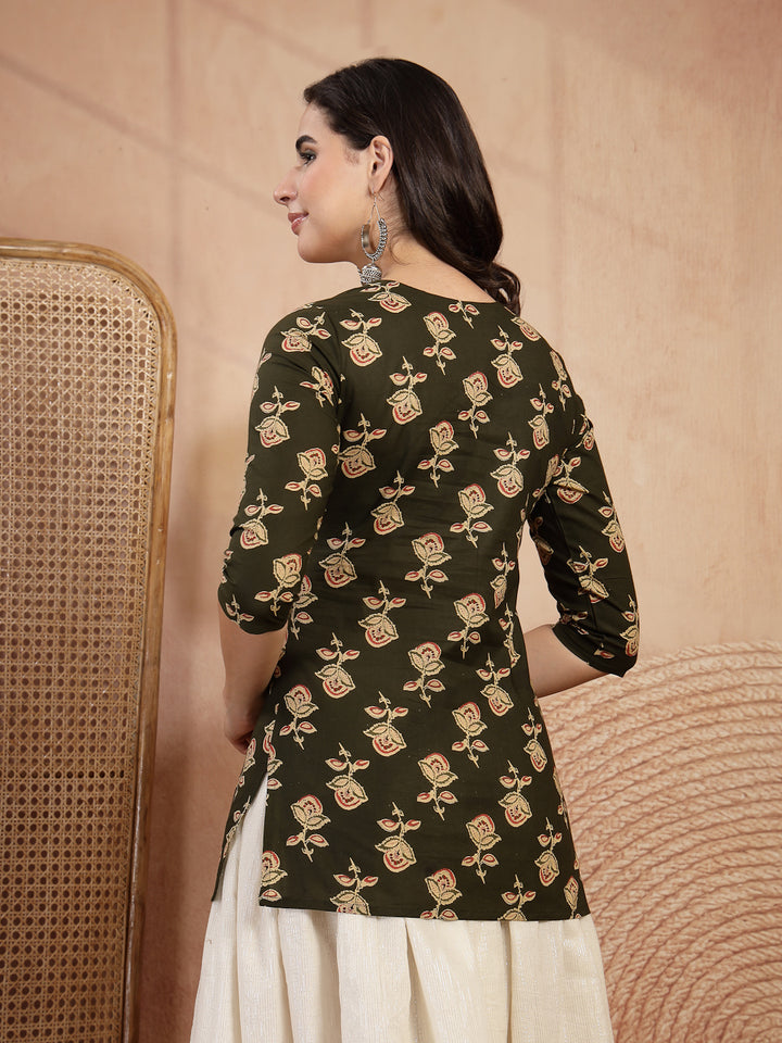 Printed Tie-Up Neck Top