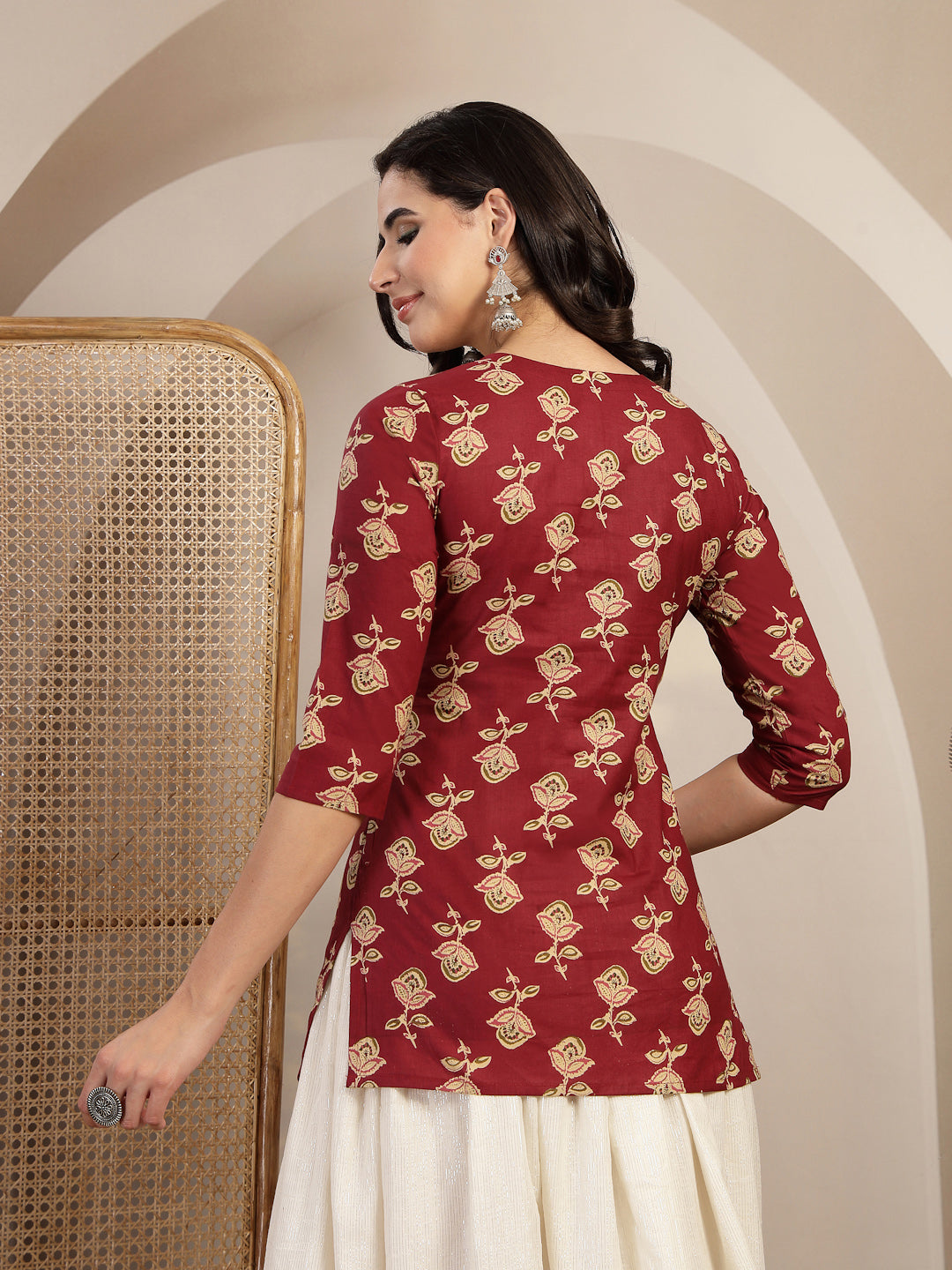 Printed Tie-Up Neck Top
