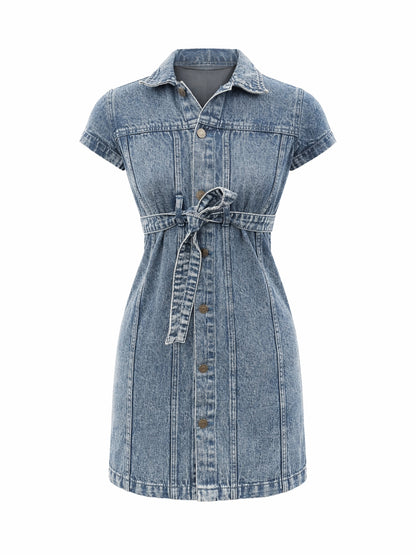 Girls Blue Blast Denim Belted Shirt Dress