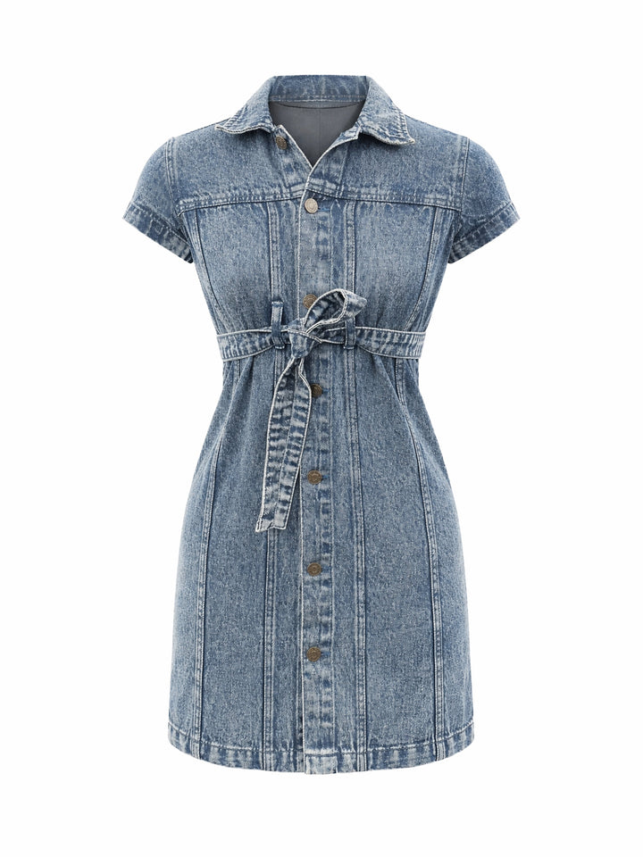 Girls Blue Blast Denim Belted Shirt Dress