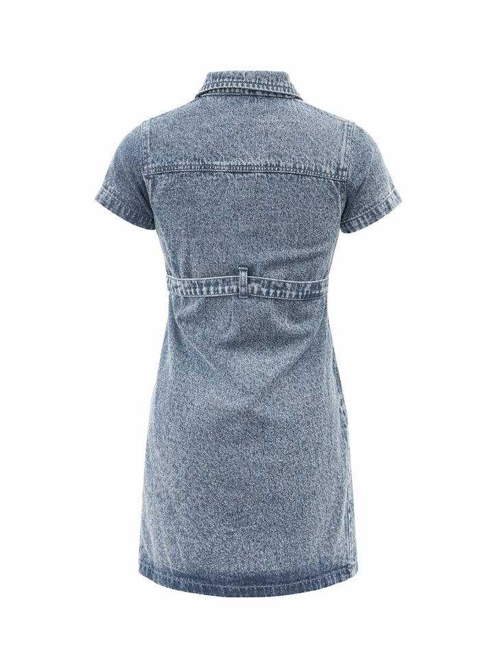 Girls Blue Blast Denim Belted Shirt Dress
